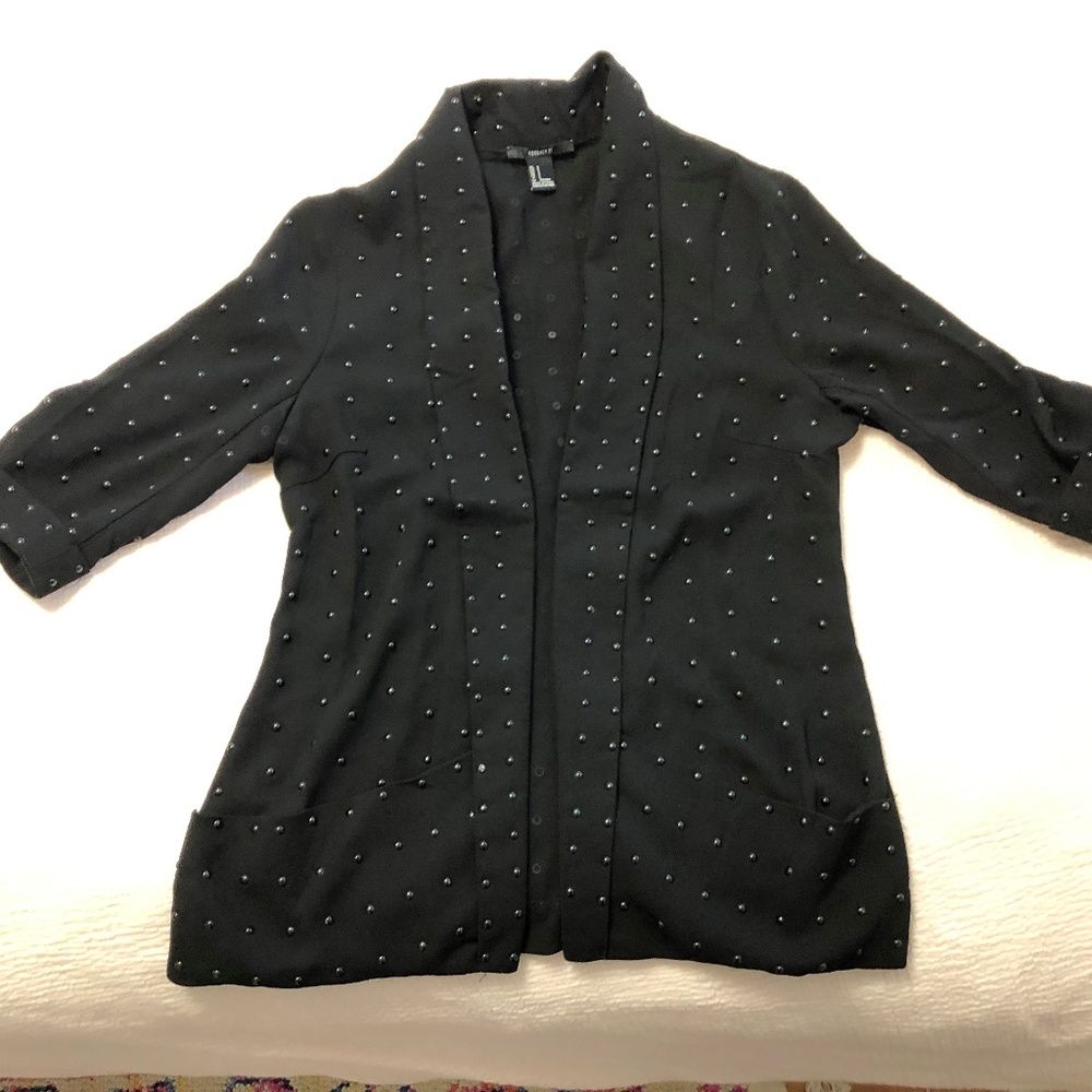 Black Open Front Blazer with black studs